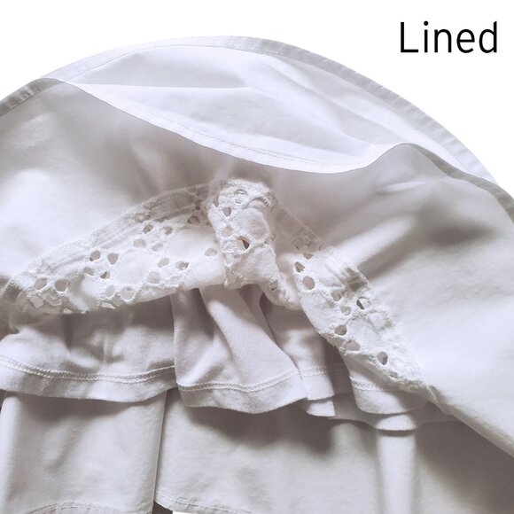 Gianni Bini White 100% Cotton Feminine Fishtail Eyelet Ruffle Hem Skirt M - Picture 7 of 13